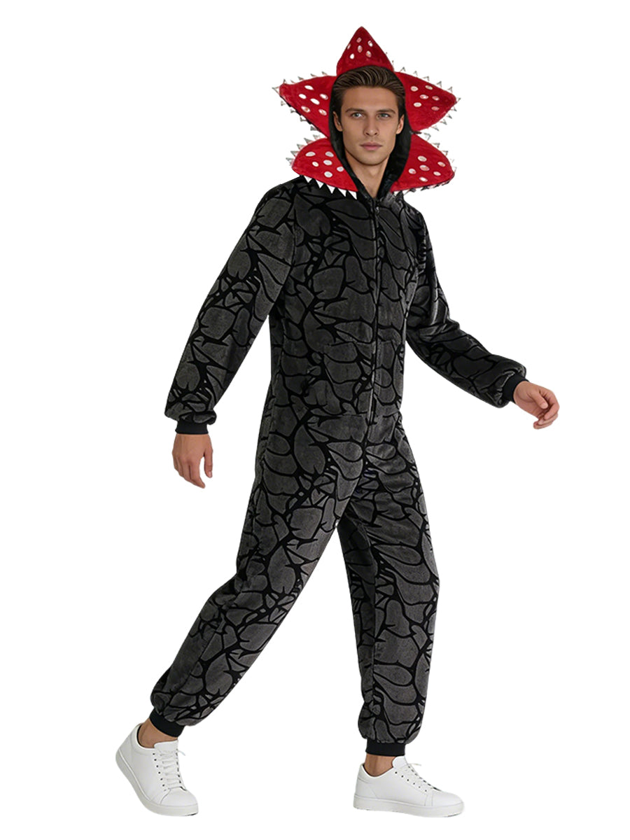 Scary Floral Fleece Hooded Jumpsuit