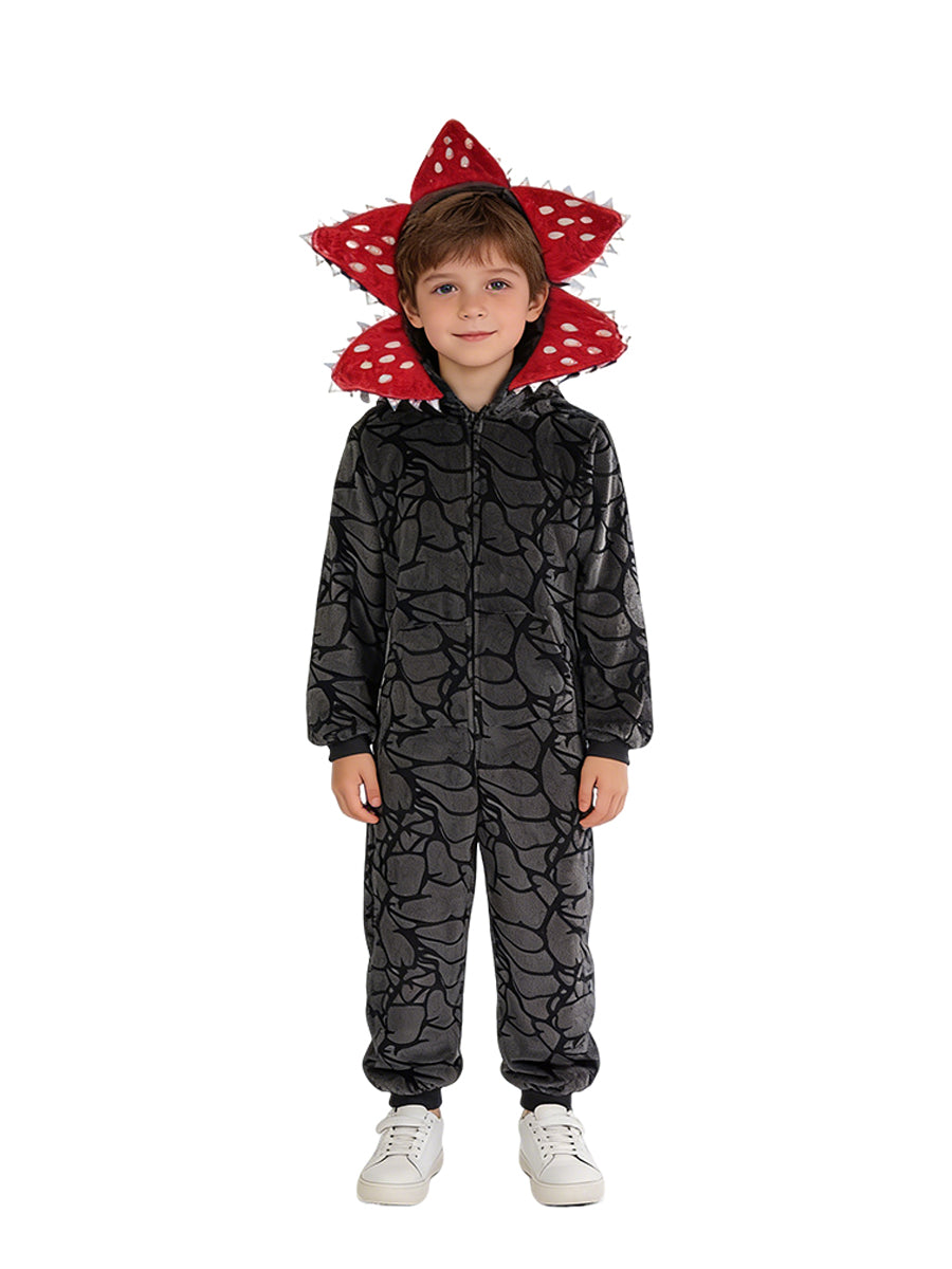 Scary Floral Fleece Hooded Jumpsuit
