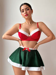 Festive Holiday Bra and Skirt Set