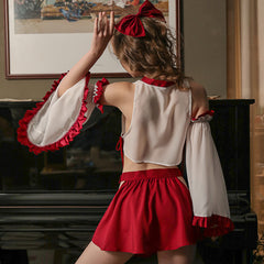 Geisha Outfit Japanese Anime Kimono Dress Naughty Shrine Maiden Cosplay Costume