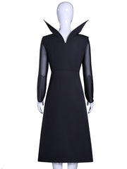 Gothic Black High-Collar Long Dress