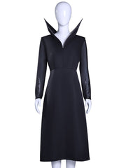 Gothic Black High-Collar Long Dress