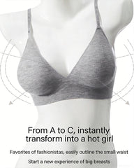 Deep V Seamless Letter Thin Straps Wire-Free Comfort Bra