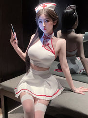 White Cheongsam-Style Nurse Cosplay Set