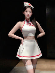 White Cheongsam-Style Nurse Cosplay Set