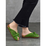 Women Summer Solid Leahter Weave Flat Slippers BN1013