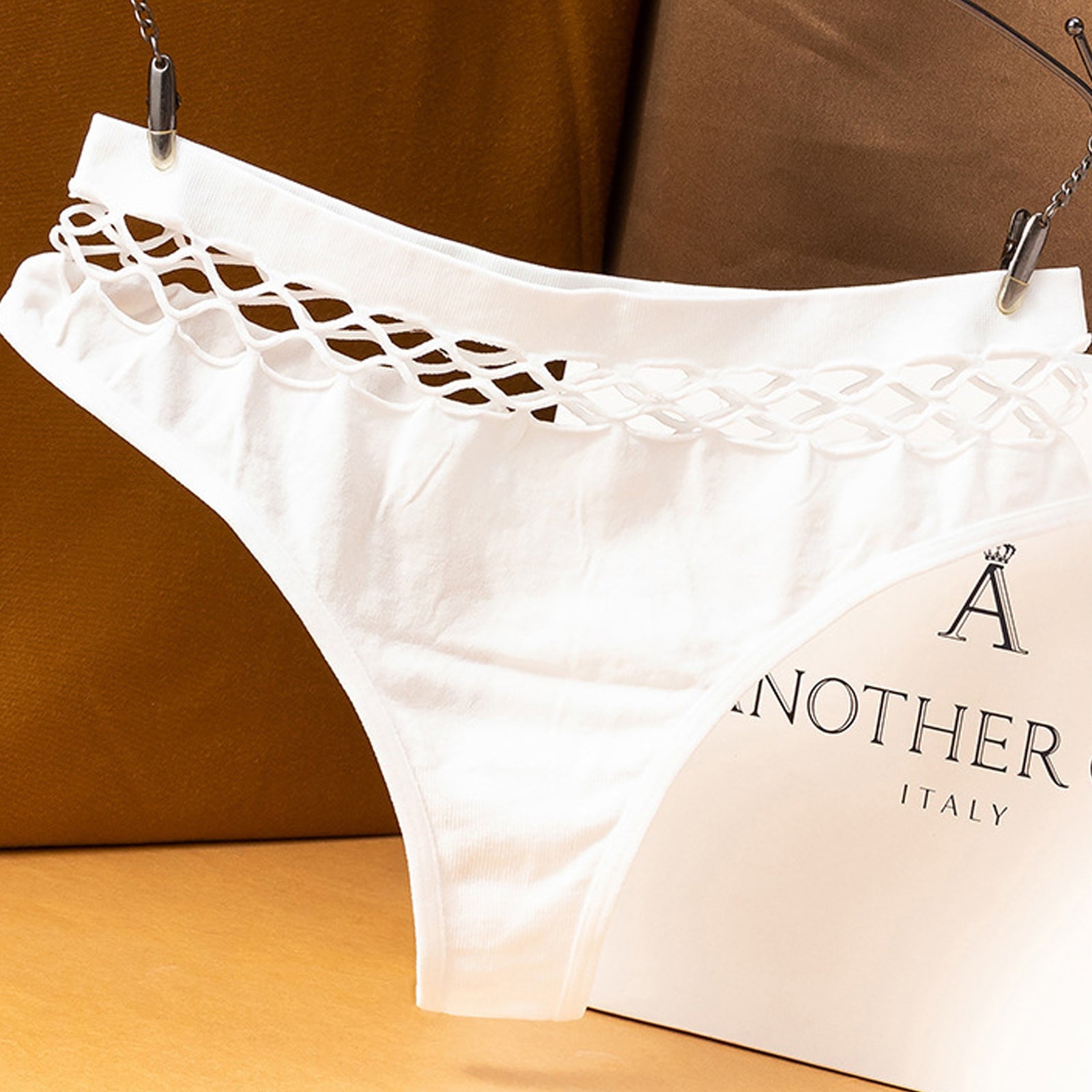 2 Pack Thong Panty Criss-cross Seamless High Waist Hipster Panties