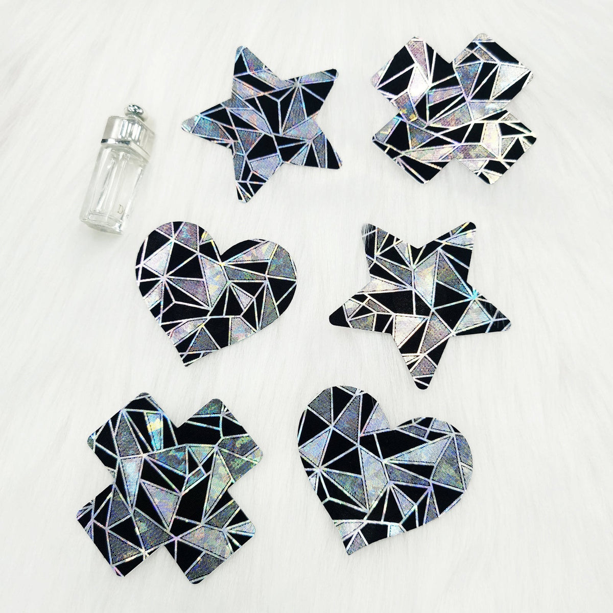 3 Pack Black Reflective Pasties Geometric Nippe Covers Pasties