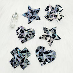 3 Pack Black Reflective Pasties Geometric Nippe Covers Pasties