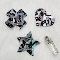 3 Pack Black Reflective Pasties Geometric Nippe Covers Pasties