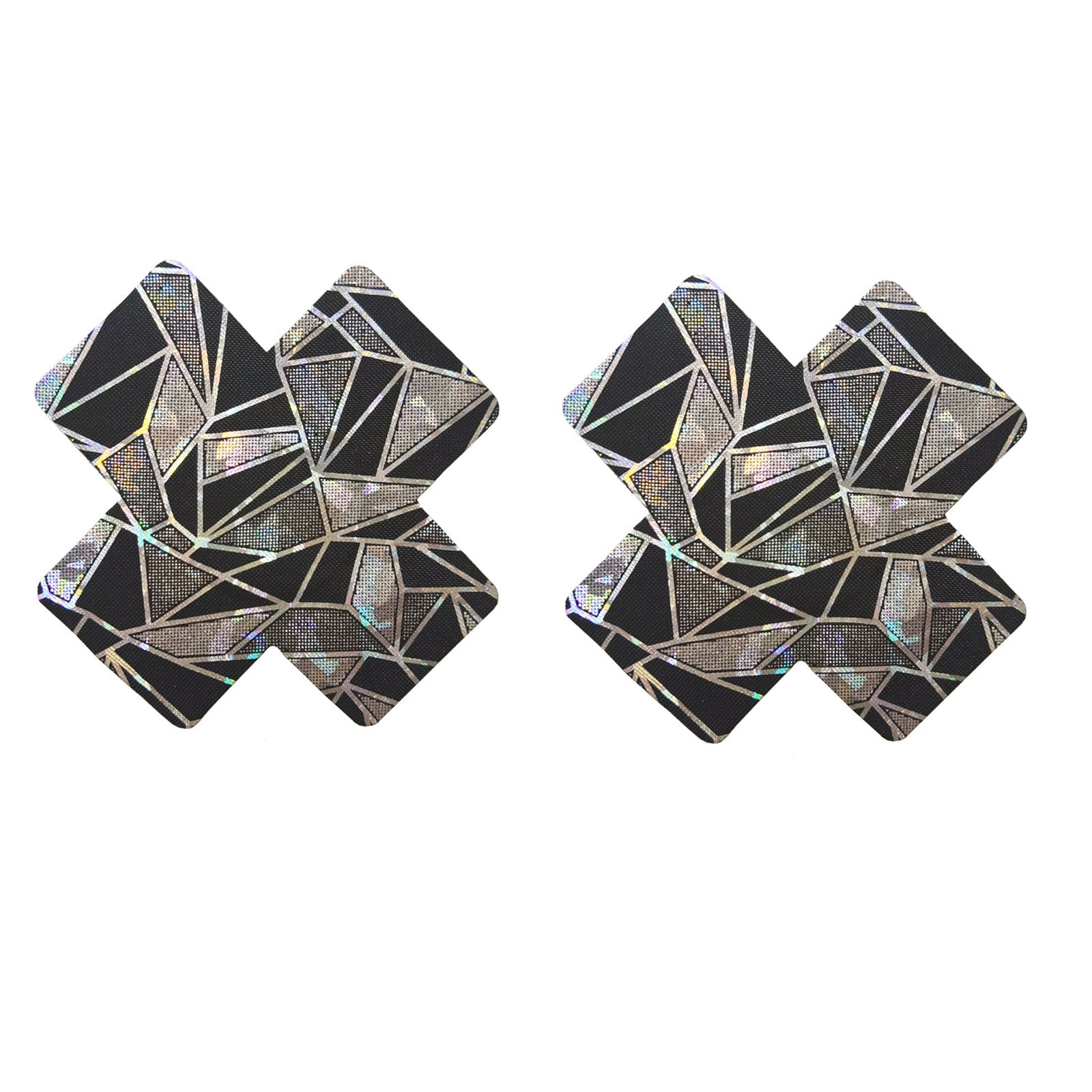 3 Pack Black Reflective Pasties Geometric Nippe Covers Pasties