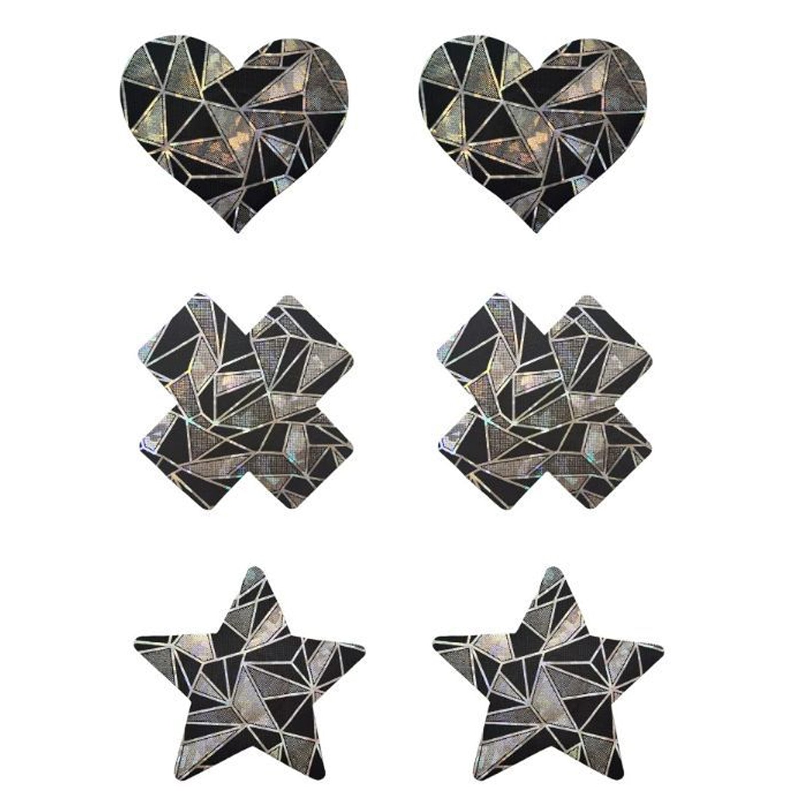 3 Pack Black Reflective Pasties Geometric Nippe Covers Pasties