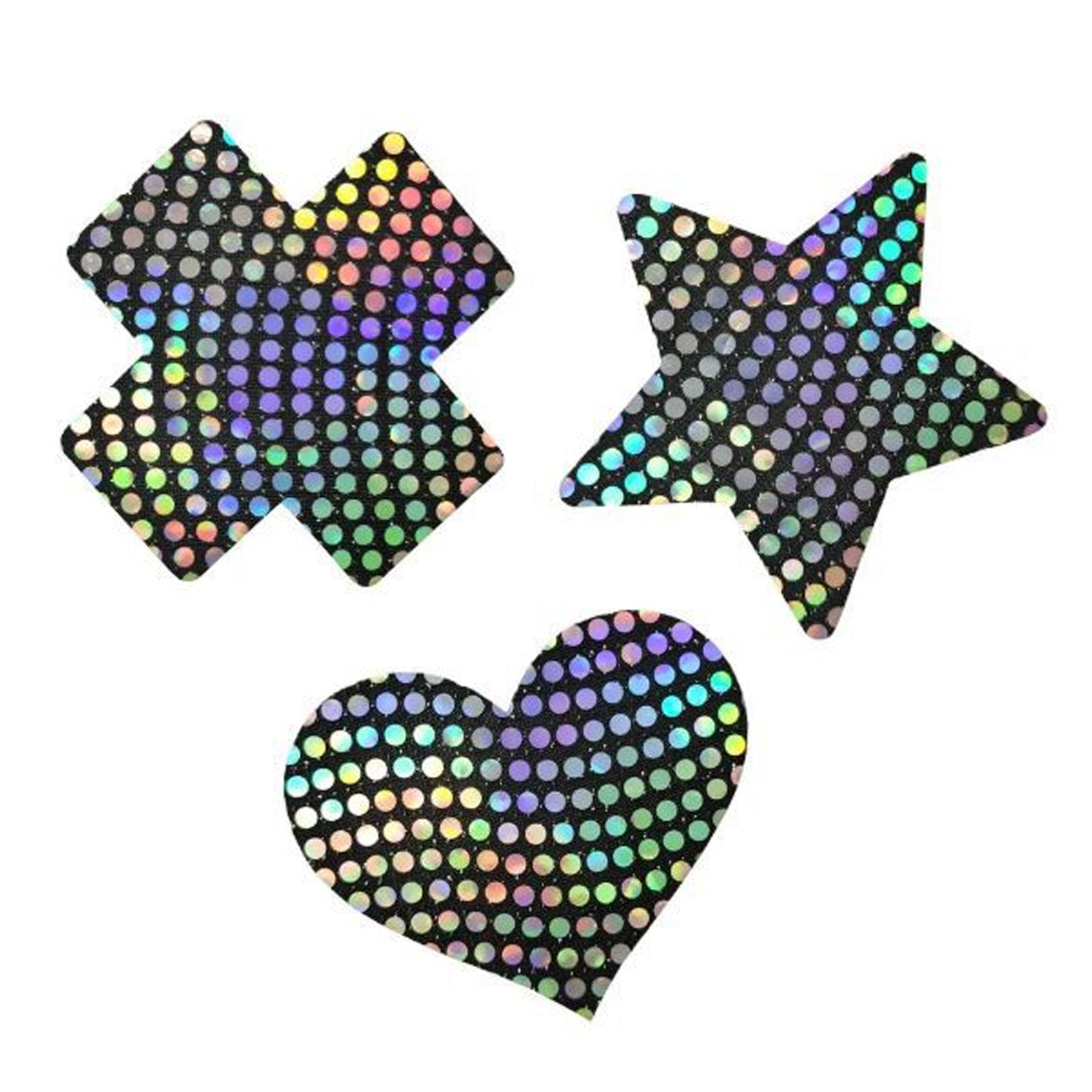 3 Pack Black Reflective Pasties Polka Dot Nippe Covers Pasties