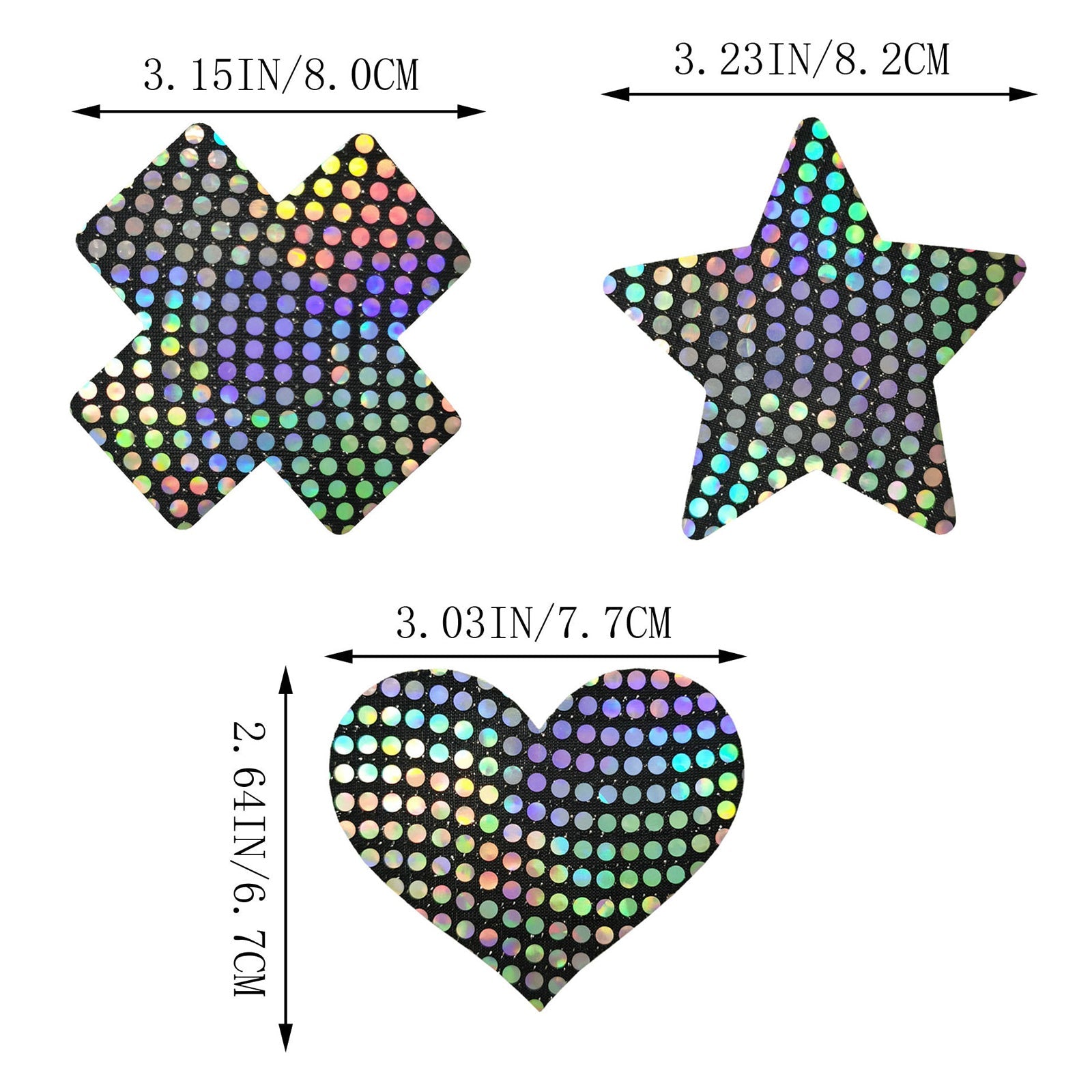 3 Pack Black Reflective Pasties Polka Dot Nippe Covers Pasties