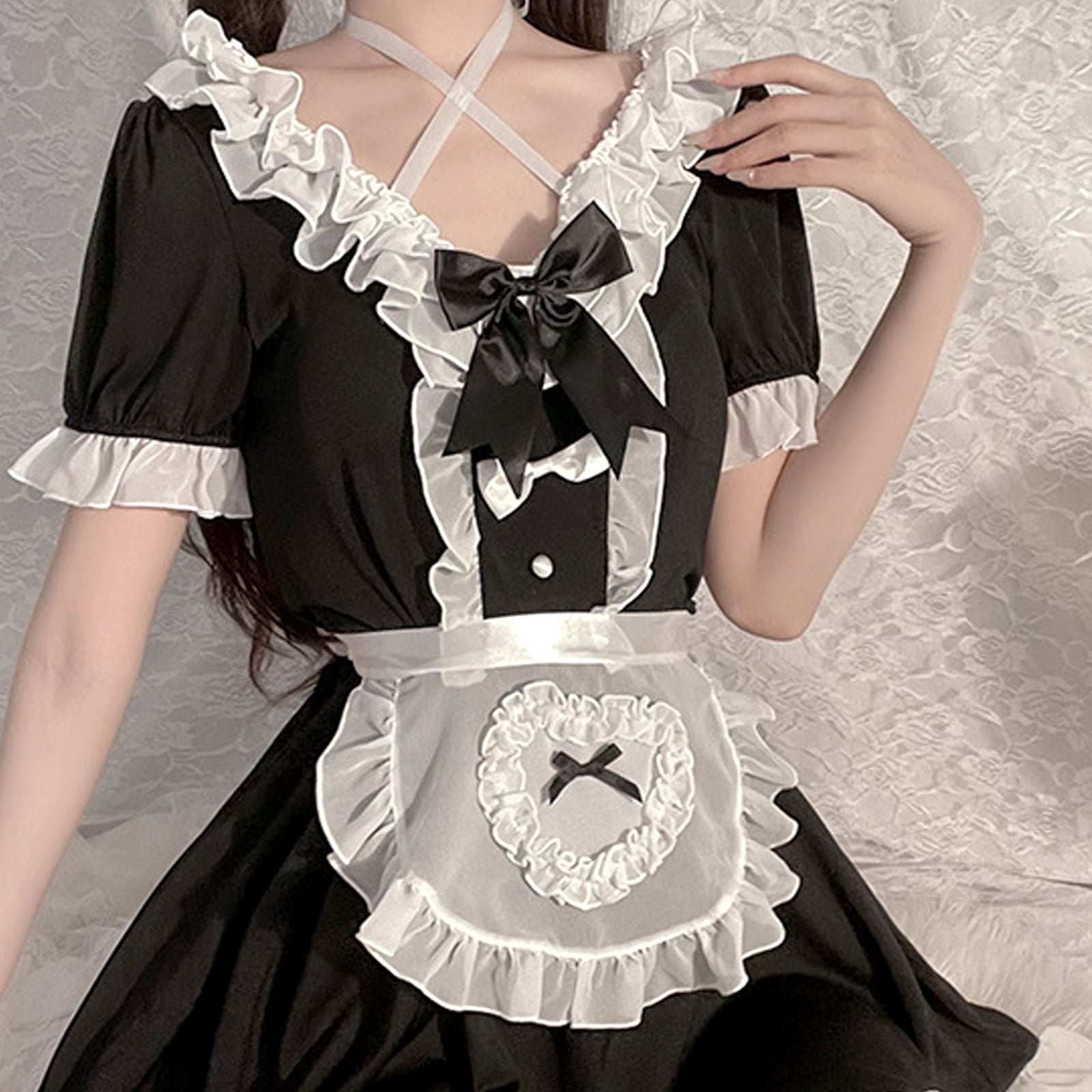 Anime Maid Cosplay Lingerie Japanese Lolita Dress Costume Maid Apron Outfit