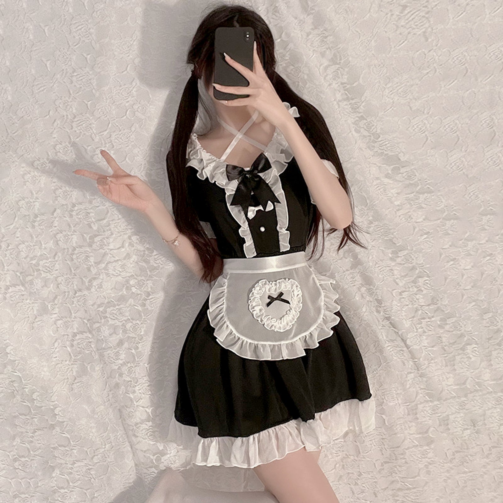 Anime Maid Cosplay Lingerie Japanese Lolita Dress Costume Maid Apron Outfit