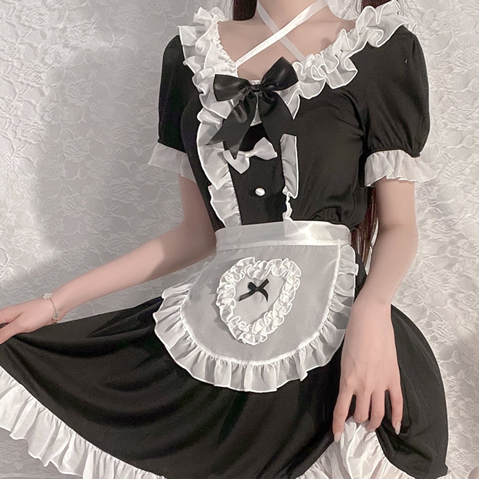 Anime Maid Cosplay Lingerie Japanese Lolita Dress Costume Maid Apron Outfit