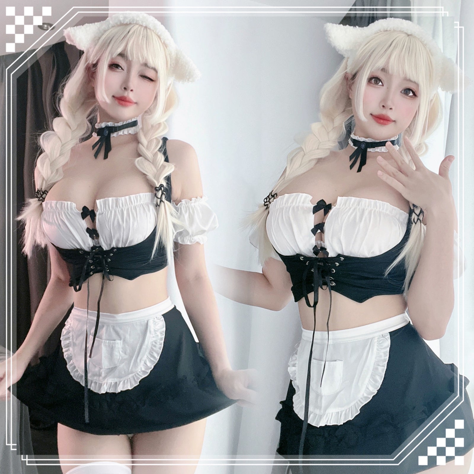Maid Costume Anime Maid Cosplay Outfits 3 Piece Apron Lingerie Set