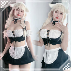 Maid Costume Anime Maid Cosplay Outfits 3 Piece Apron Lingerie Set