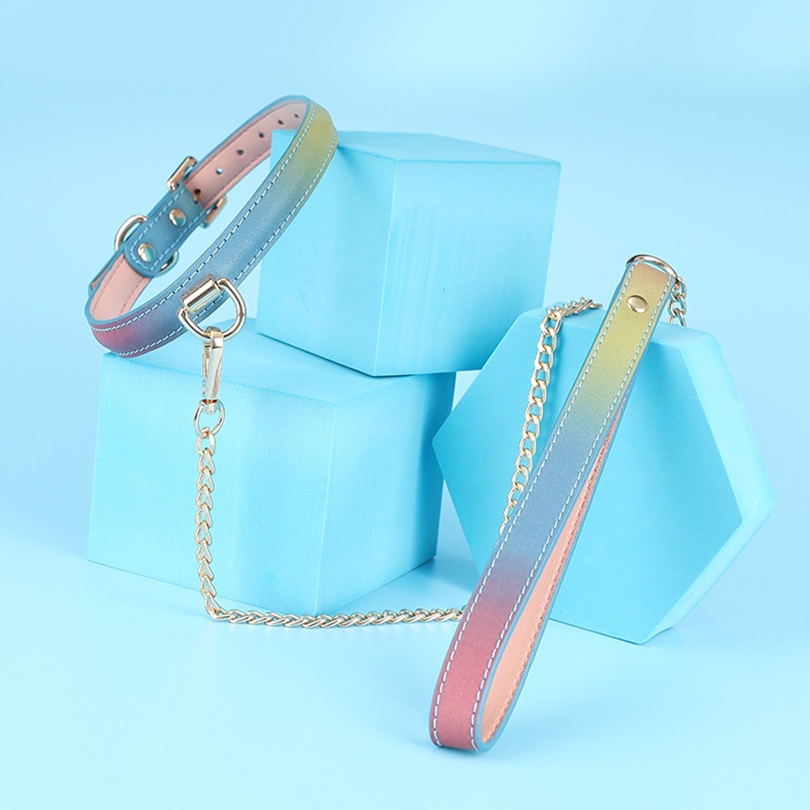Chain Choker Leash Reflective Leather Gothic Necklace Nightclub Leash Belts Neck Accessories