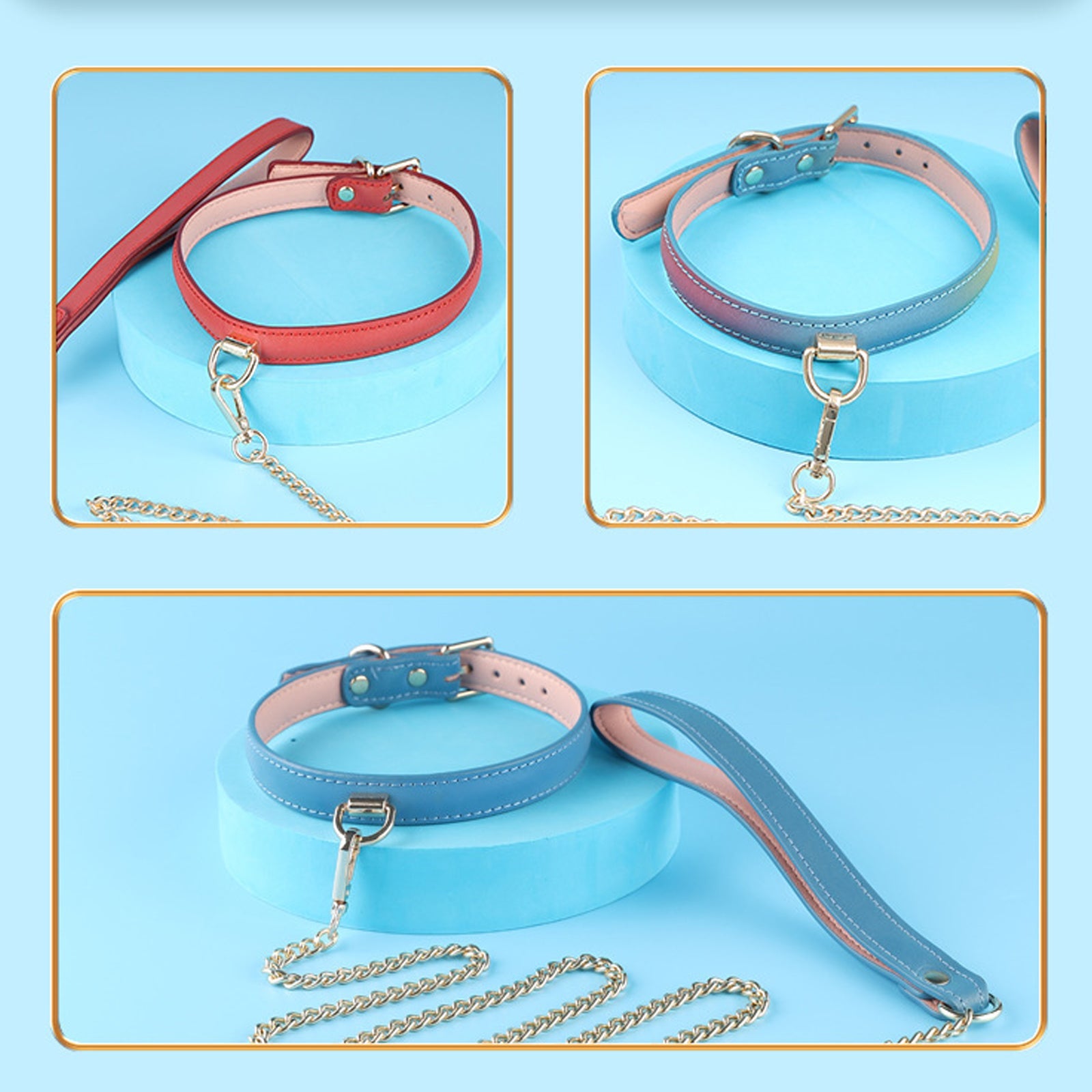 Chain Choker Leash Reflective Leather Gothic Necklace Nightclub Leash Belts Neck Accessories