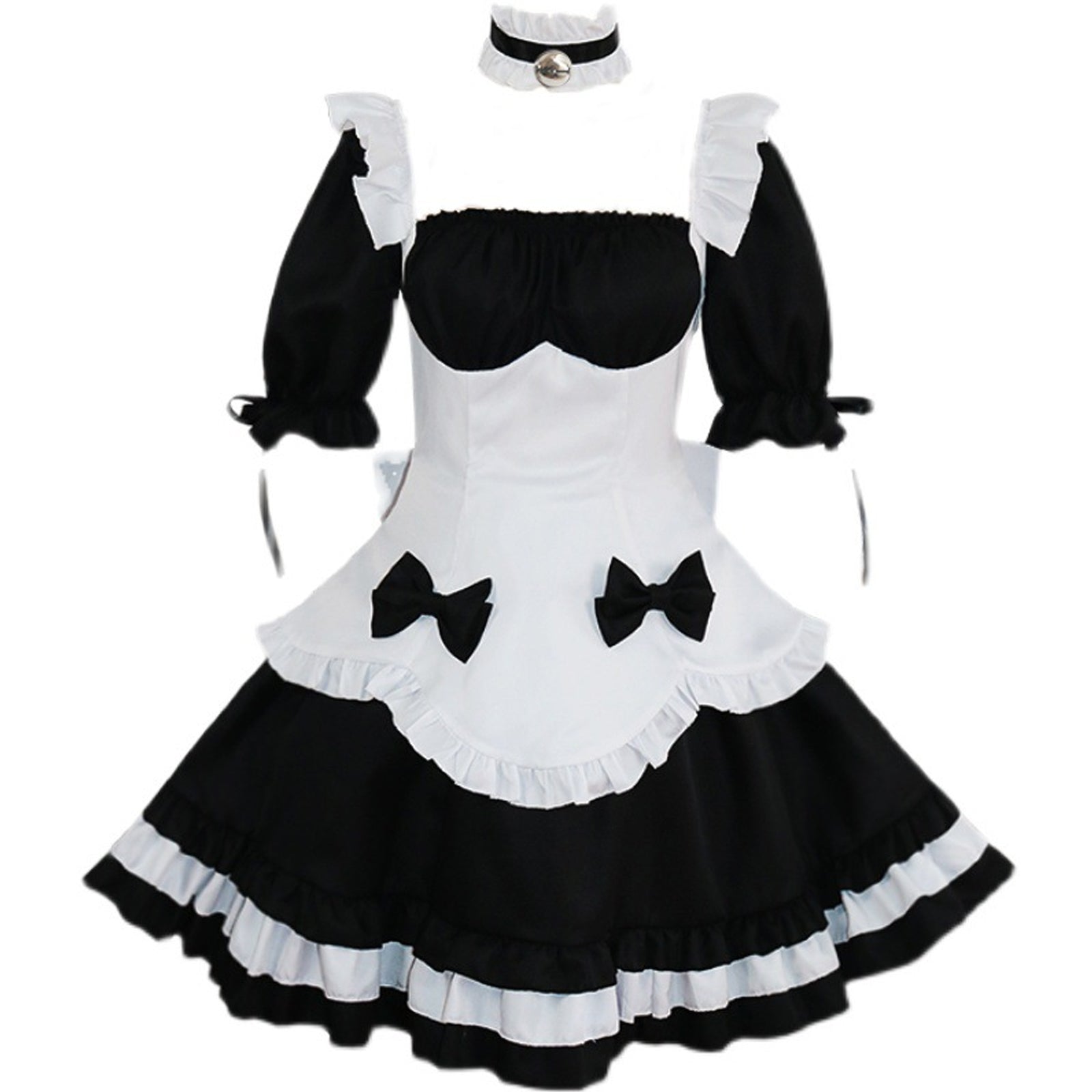 Anime Maid Cosplay Costume Gothic Lolita Outfits 7 Pieces Adult Maid Halloween Uniform