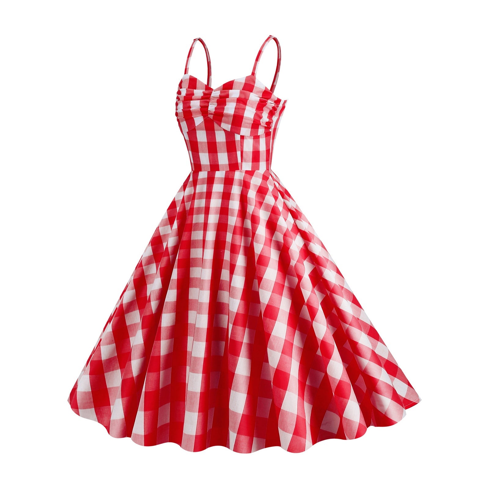 Gingham A-line Midi Dress