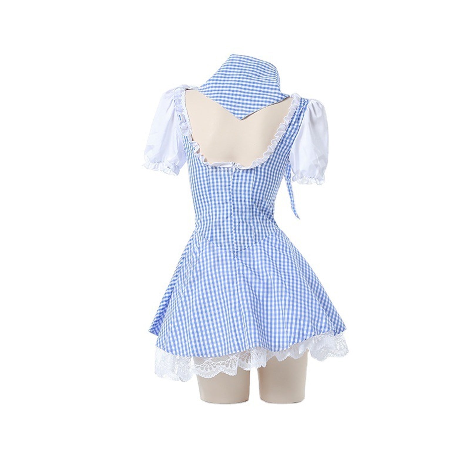 Japanese Maid Costume Anime Cosplay Outfit Adult Plaid Maid Dress
