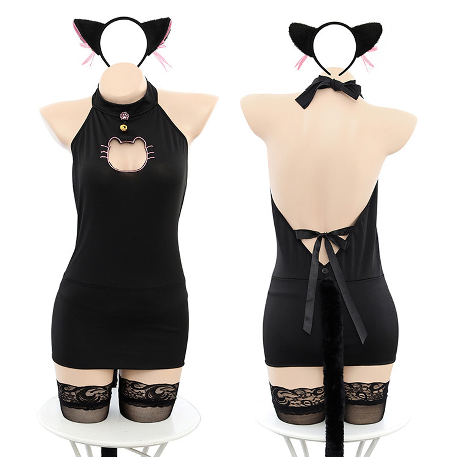 Anime Neko Cat Girl Lingerie Dress Kawaii Kitten Costume Backless Cosplay Bodycon Dress