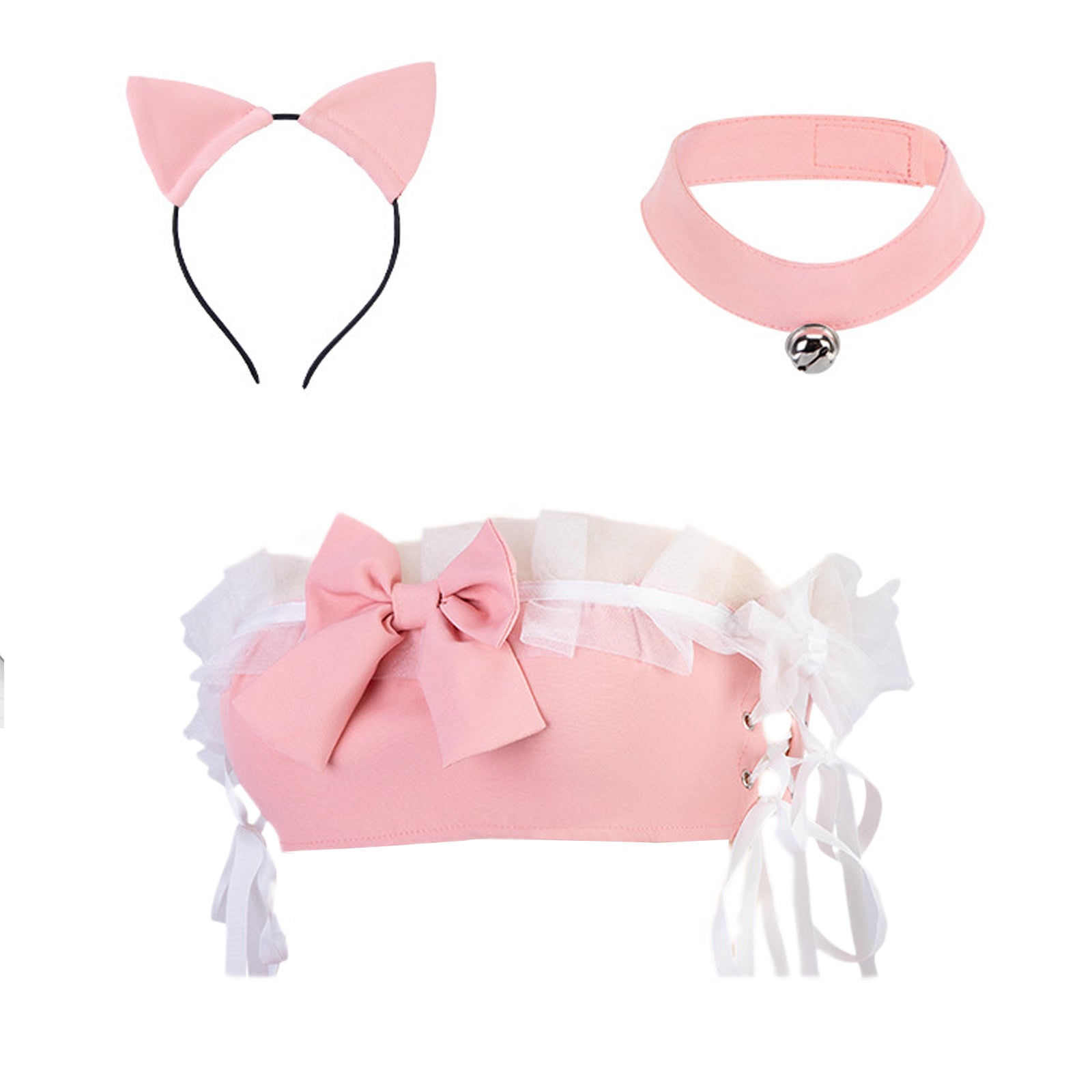 Naughty Cat Girl Lingerie Set Pink Neko Outfit Anime Cosplay Costumes