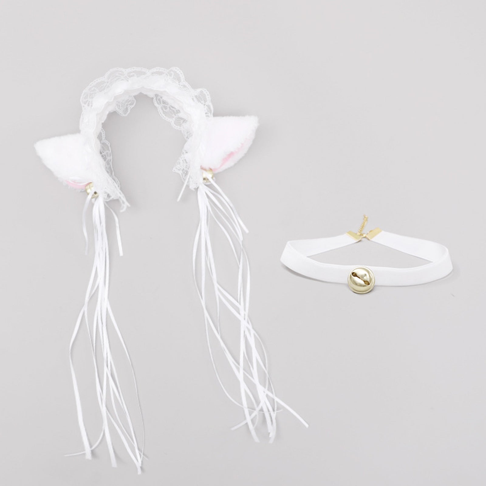 Neko Girl Headband and Choker Lace Cat Ears Headpiece 2 Piece Cat Cosplay Accessories