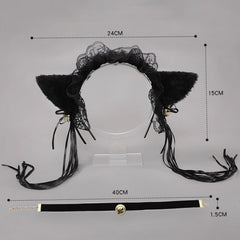Neko Girl Headband and Choker Lace Cat Ears Headpiece 2 Piece Cat Cosplay Accessories