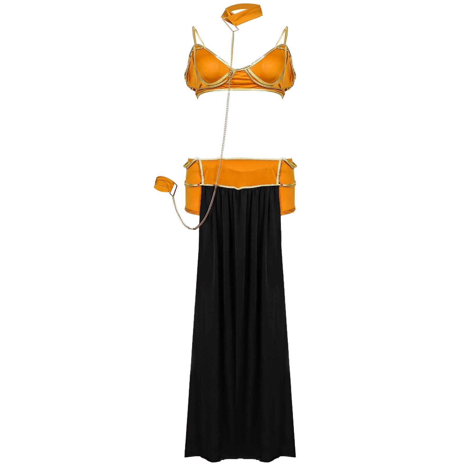 Plus Size Arabian Princess Costume Exotic Cosplay Lingerie High Slit Skirt Set