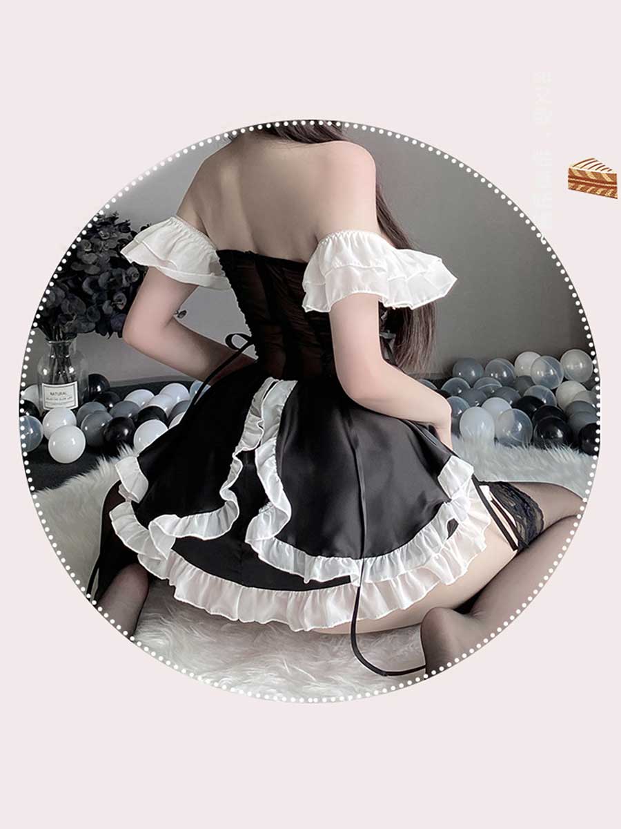 Princess Lingerie Dress Maid Outfit Pink Lolita Ruffled Babydoll Dress