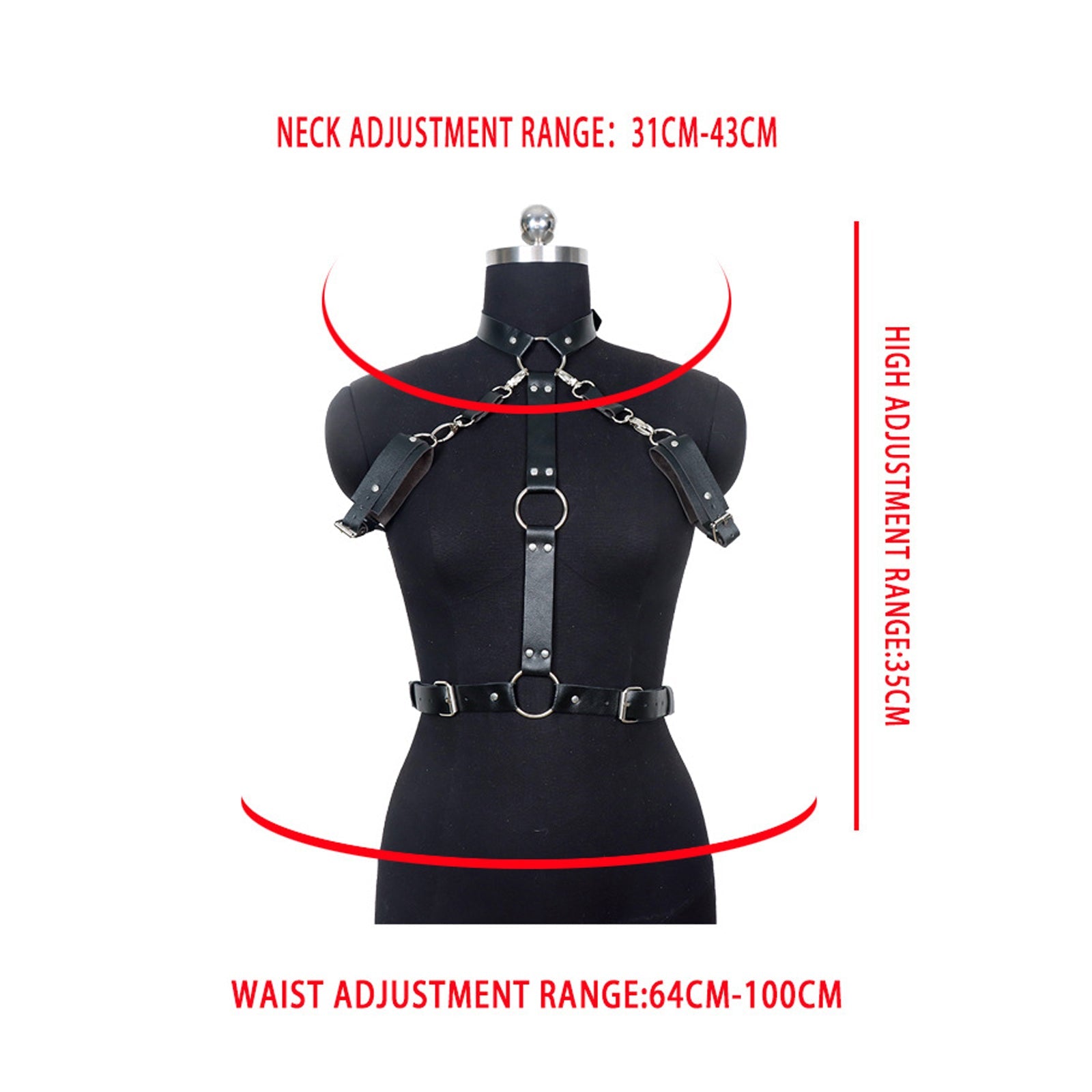 PU Leather Harness Top with Handcuffs