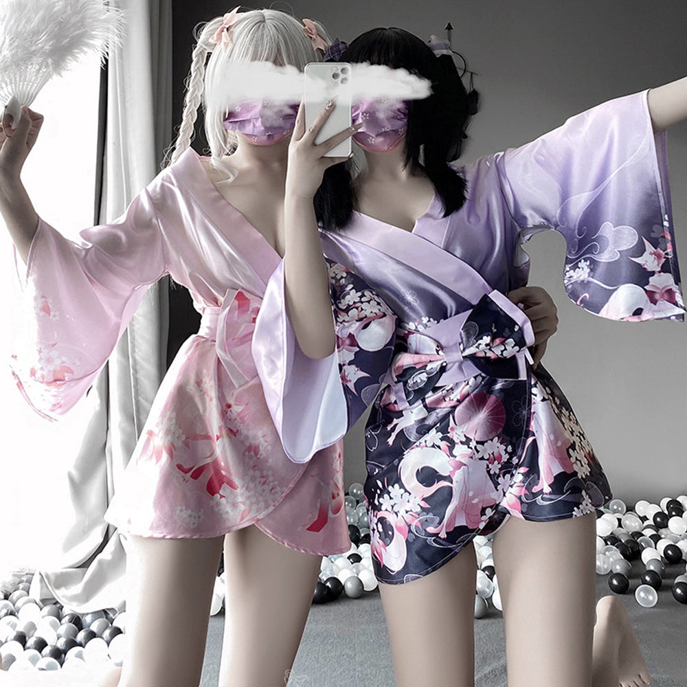Kimono Dress Costume Japanese Geisha Yukata Floral Patten Robe