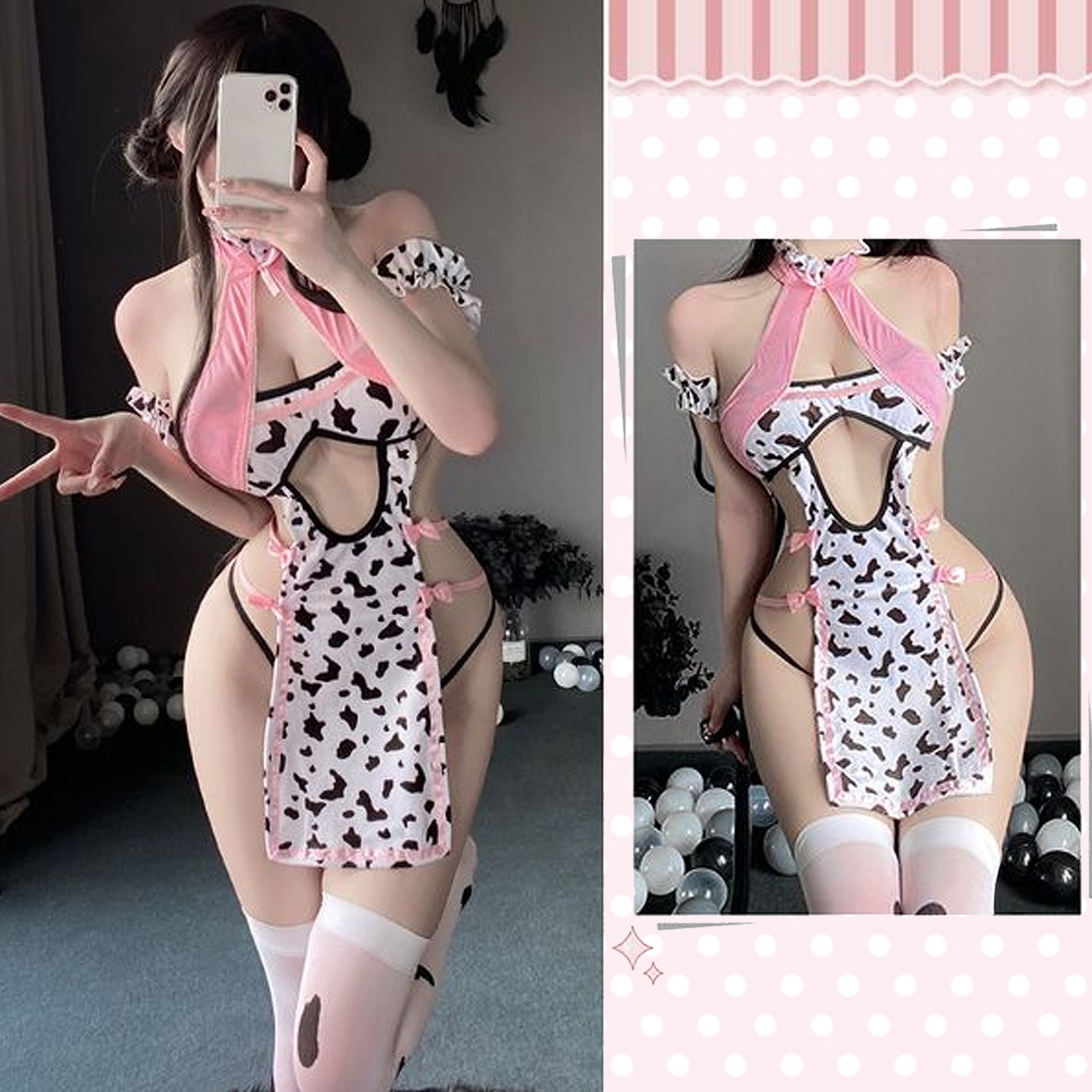 Cow Lingerie Cute Exotic Babydoll Dress Lolita Anime Cosplay Costume