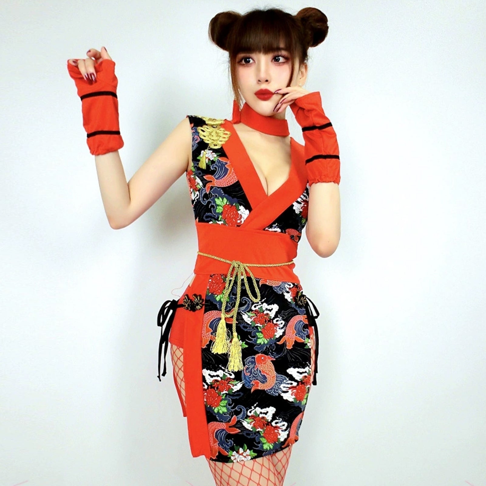 Kimono Dress Japanese Anime Cosplay Costume Side Slit Asian Lingerie Dress