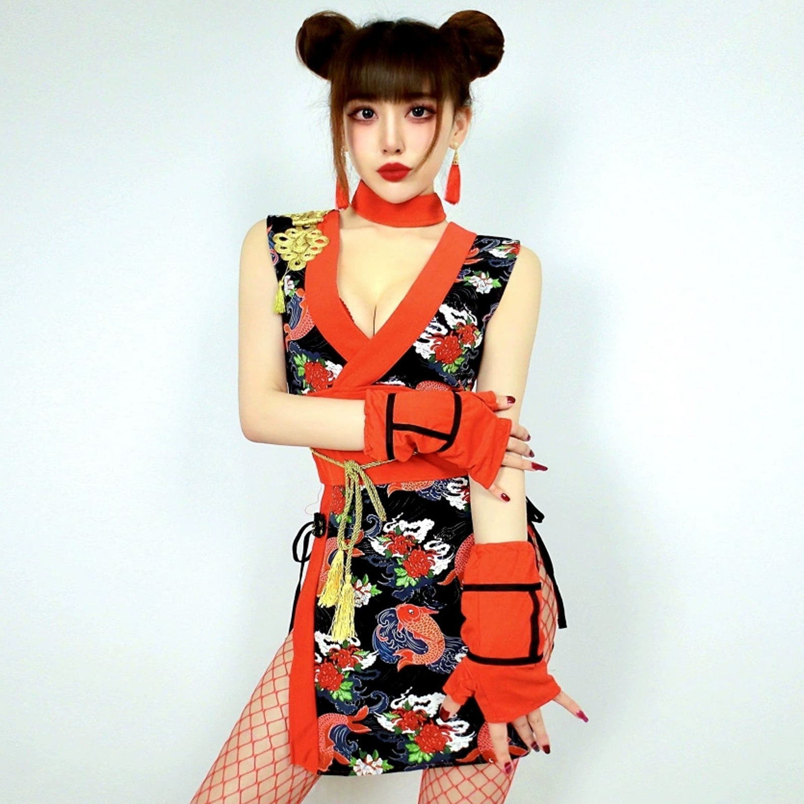Kimono Dress Japanese Anime Cosplay Costume Side Slit Asian Lingerie Dress