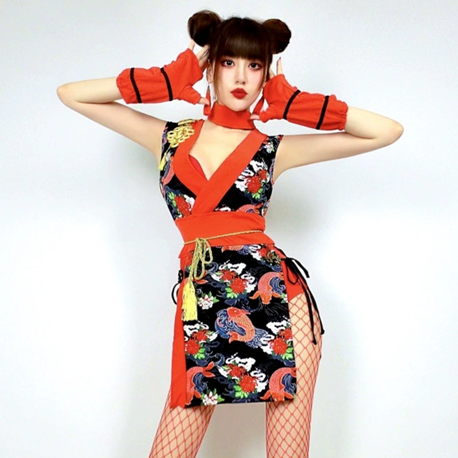 Kimono Dress Japanese Anime Cosplay Costume Side Slit Asian Lingerie Dress