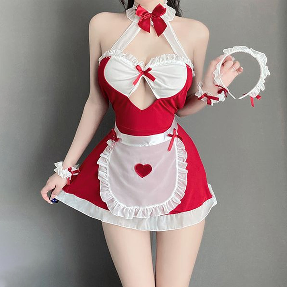 Maid Costume Anime Maid Cosplay Outfit Cut Out Lingerie Dress with Apron