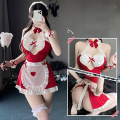 Maid Costume Anime Maid Cosplay Outfit Cut Out Lingerie Dress with Apron