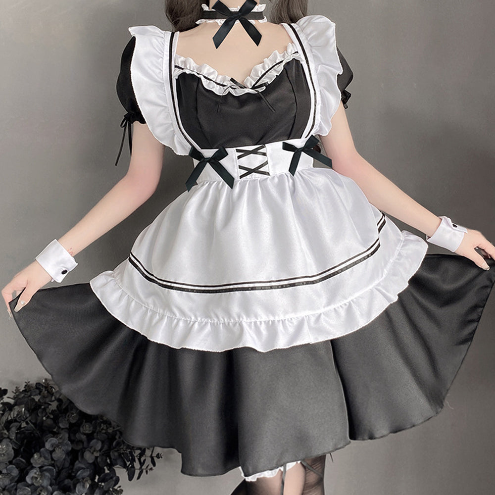 Maid Costume Cute Lolita Cosplay Outfit French Apron Maid Fancy Dress