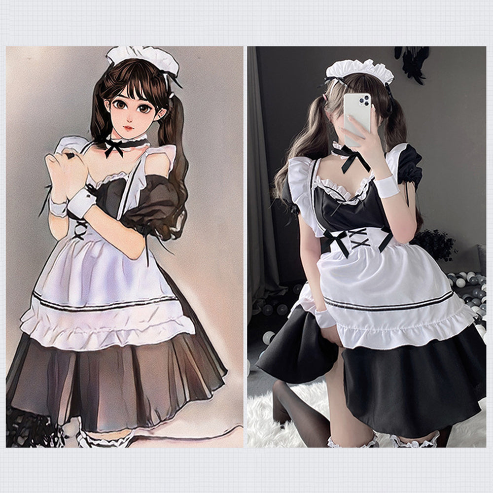 Maid Costume Cute Lolita Cosplay Outfit French Apron Maid Fancy Dress