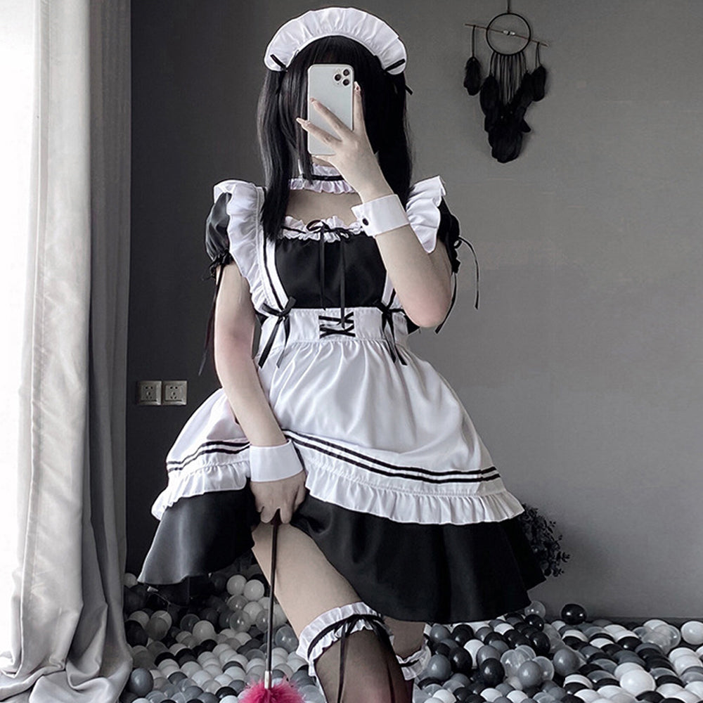Maid Costume Cute Lolita Cosplay Outfit French Apron Maid Fancy Dress