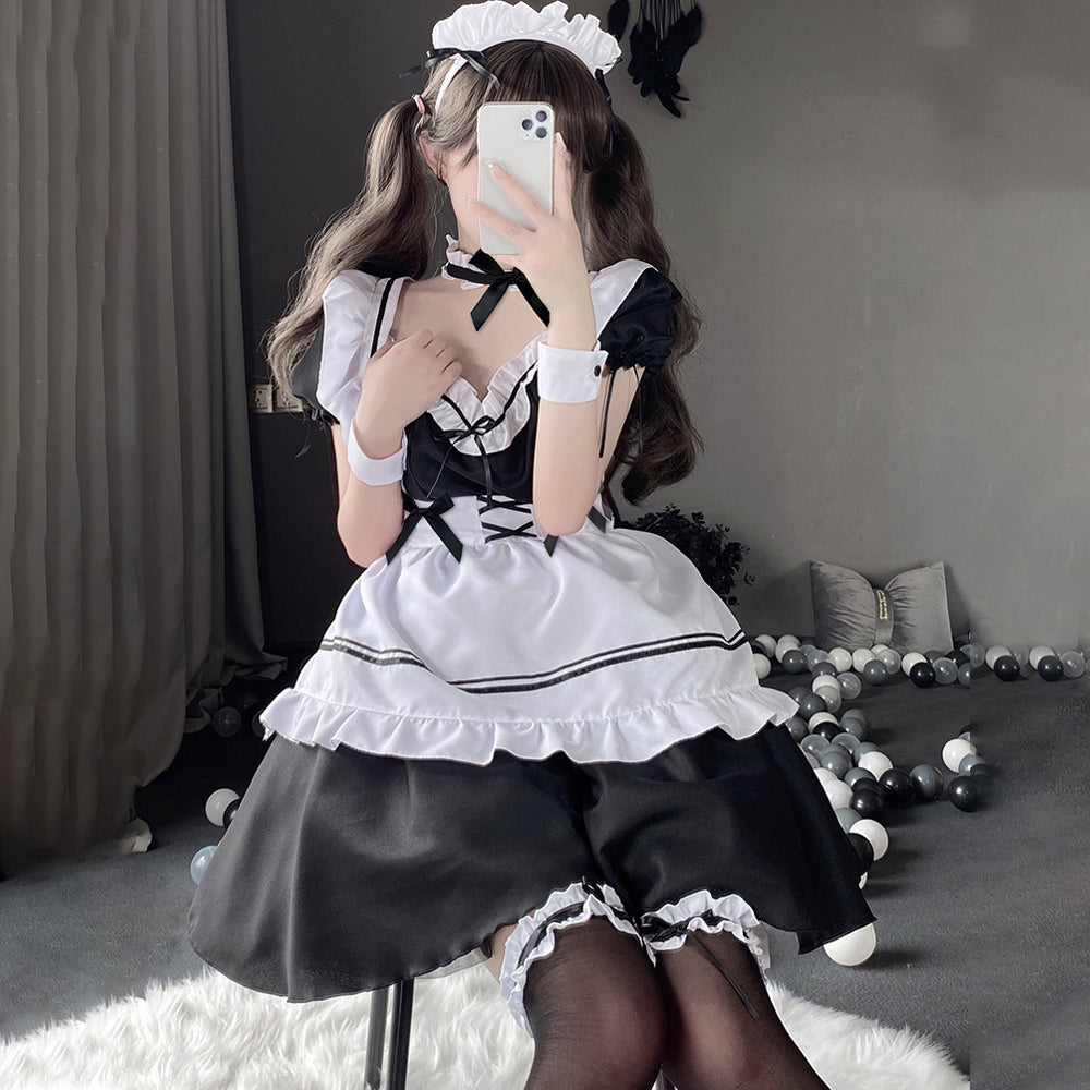 Maid Costume Cute Lolita Cosplay Outfit French Apron Maid Fancy Dress
