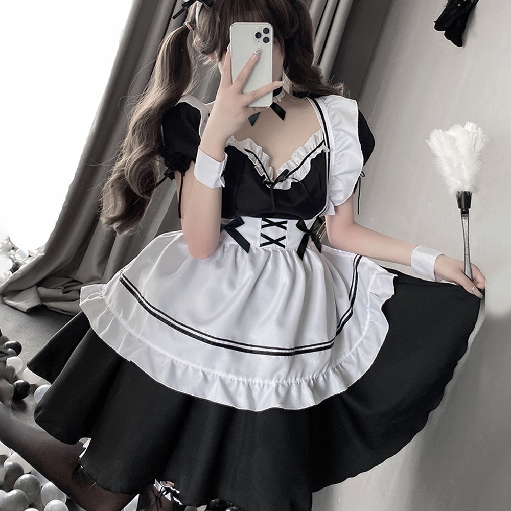 Maid Costume Cute Lolita Cosplay Outfit French Apron Maid Fancy Dress