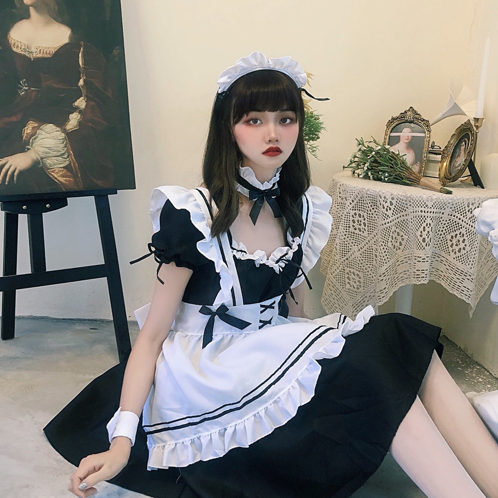 Maid Costume Cute Lolita Cosplay Outfit French Apron Maid Fancy Dress