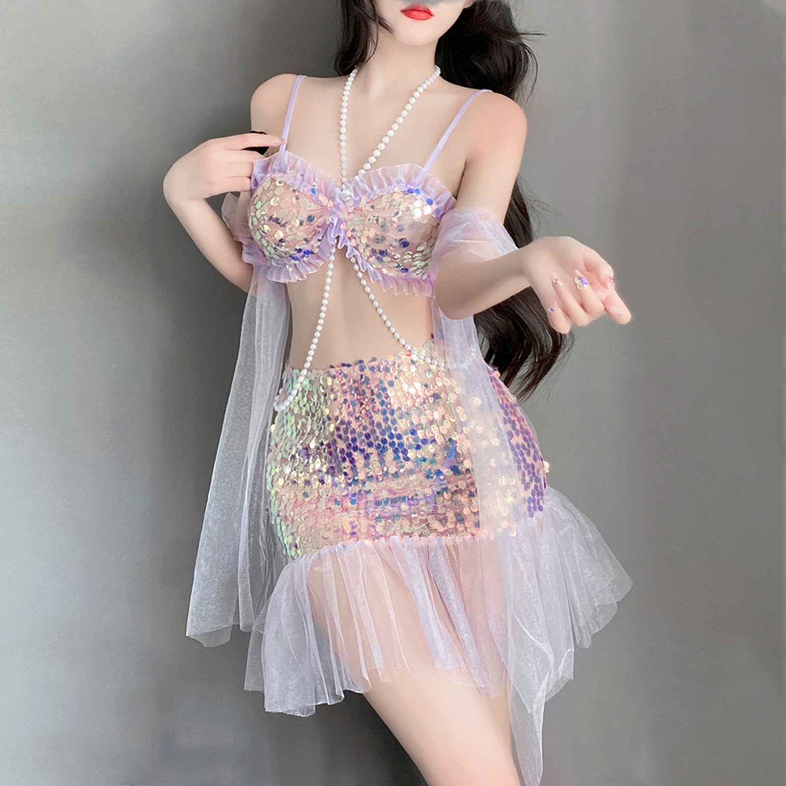 Mermaid Lingerie Set Sequins Mermaid Cosplay Outfit Adult Halloween Costume
