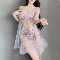 Mermaid Lingerie Set Sequins Mermaid Cosplay Outfit Adult Halloween Costume